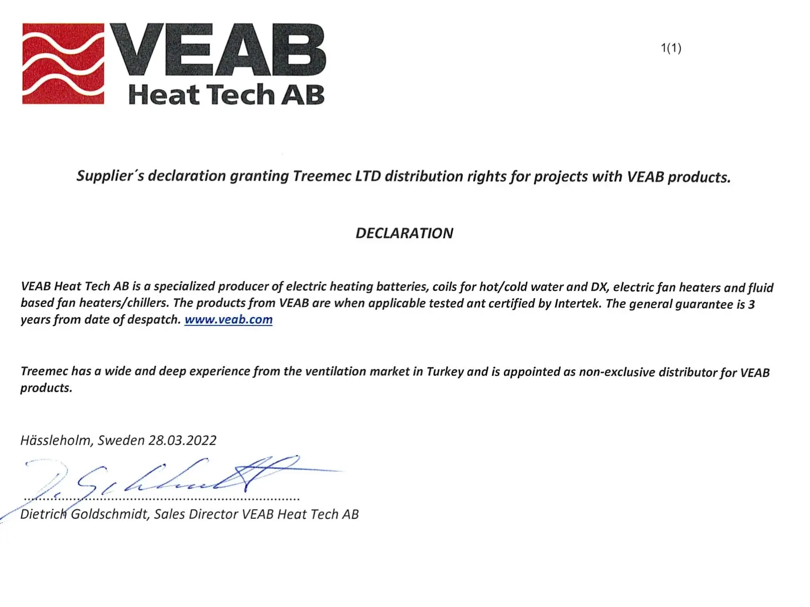 Treemec and VEAB have become sales partners