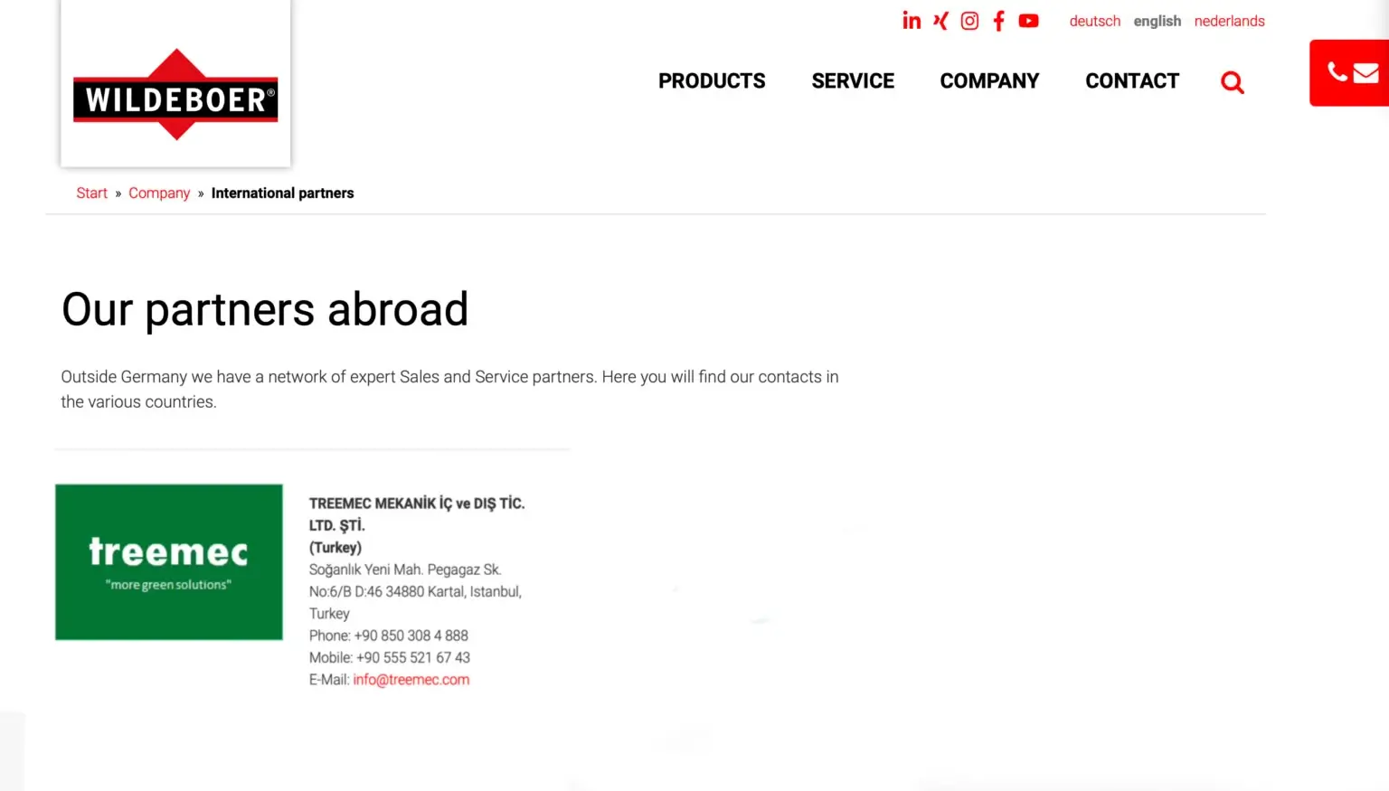 Treemec wordt een internationale partner van Wildeboer. image